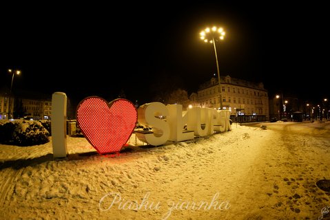 Napis "I love słupsk"